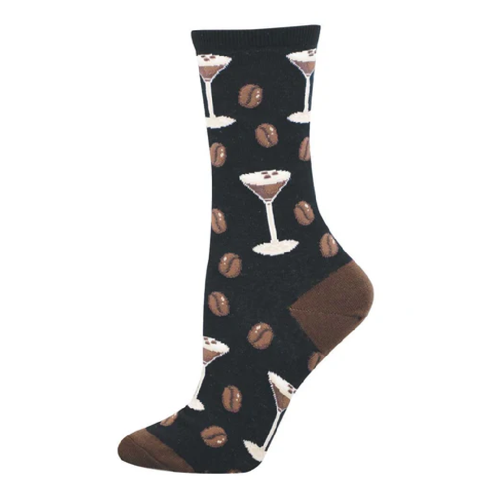 Socksmith Women's Espresso Martini Crew Socks – Black