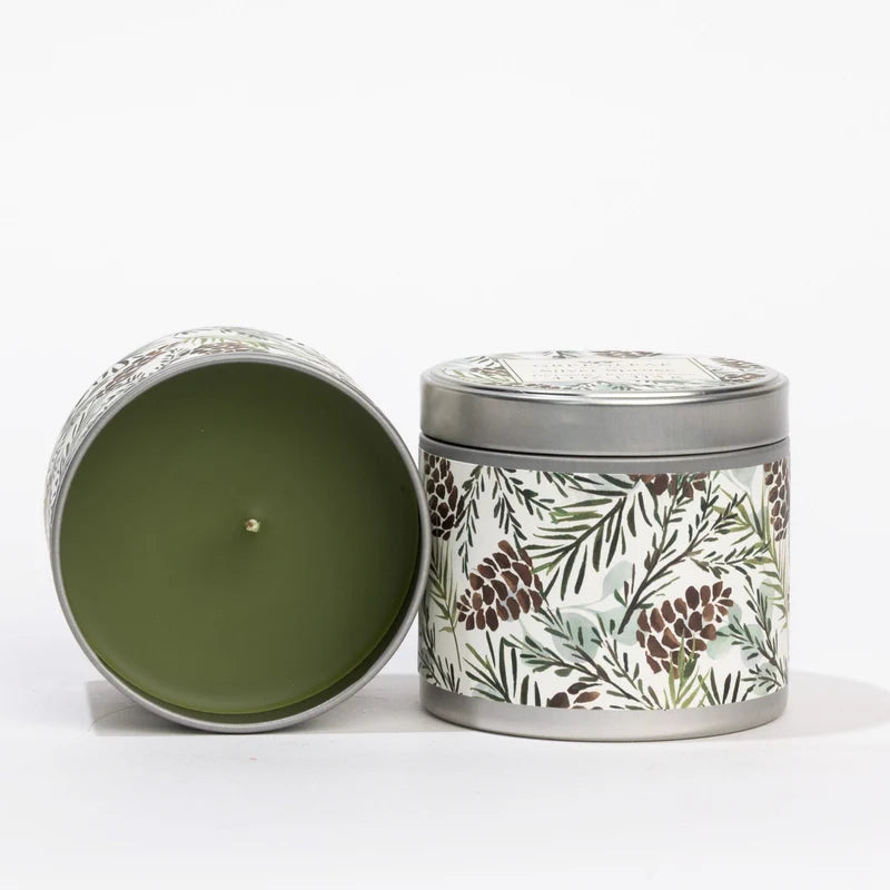 Greenleaf Silver Spruce Tin Candle