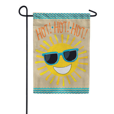 Evergreen HOT HOT HOT Sunshine Burlap Garden Flag