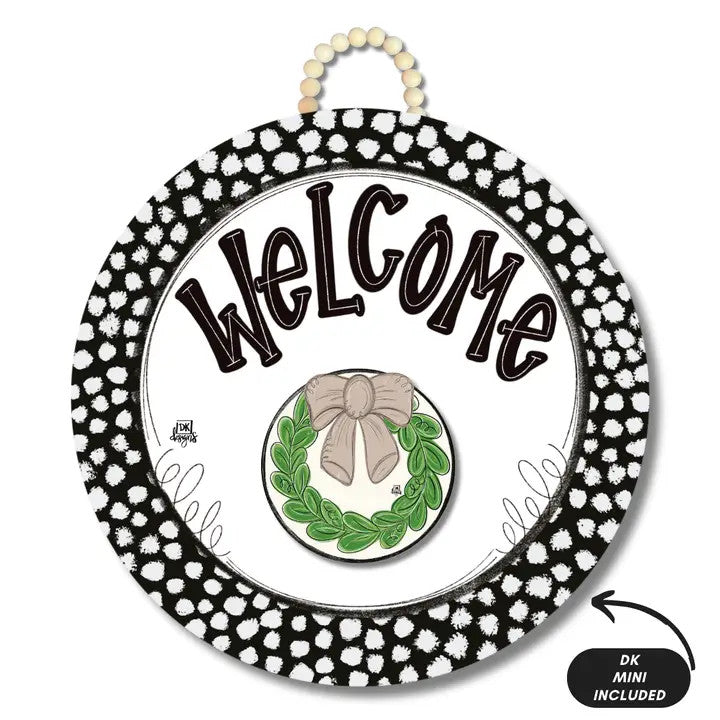 DK Designs Black and White Dot Door Hanger w/ Room For Mini