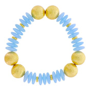 Jane Marie 18k Gold Plated Light Blue Rondelle Bracelet & Gold Balls