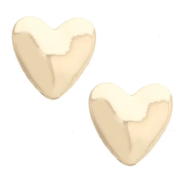 Canvas Caroline Heart Stud Earrings - Shiny Gold