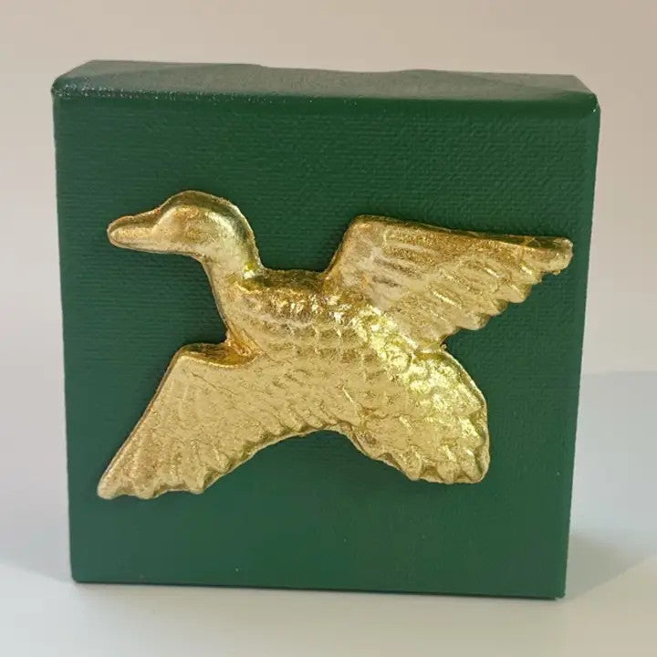 Sidebar Designs 4x4 Canvas - Mallard Intaglio On Green