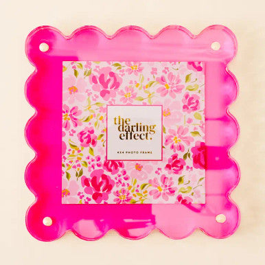 The Darling Effect Square Scalloped Acrylic Frame-Hot Pink