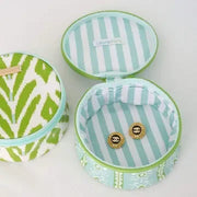 Laura Park Rosemary Stripe Blue Round Jewelry Case