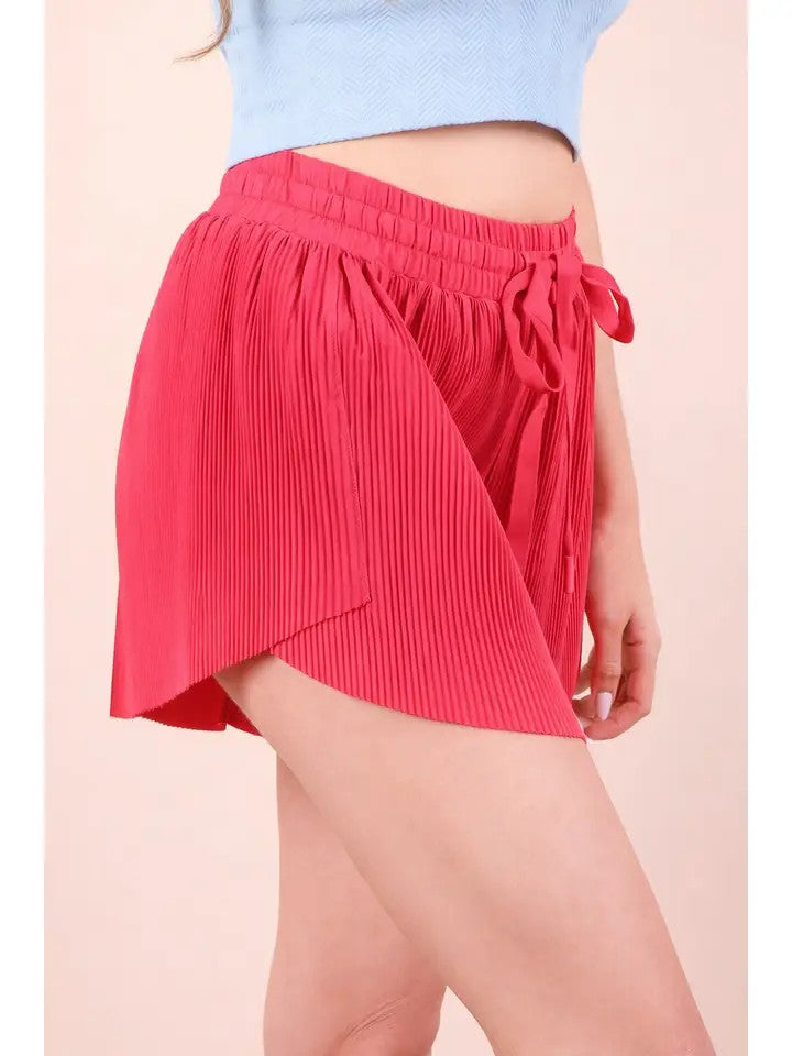 Very J Women's Pleated Comfy Shorts - Pink