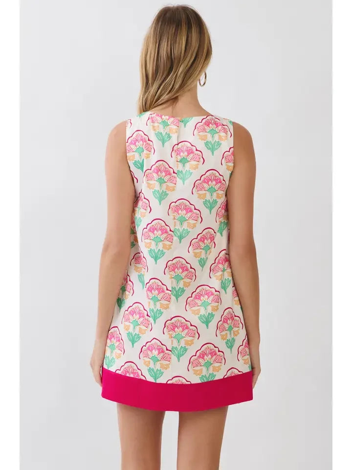 TCEC Women's Cream Floral Print Shift Dress