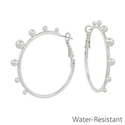 What's Hot Graduated Silver Bead Hoop Earring