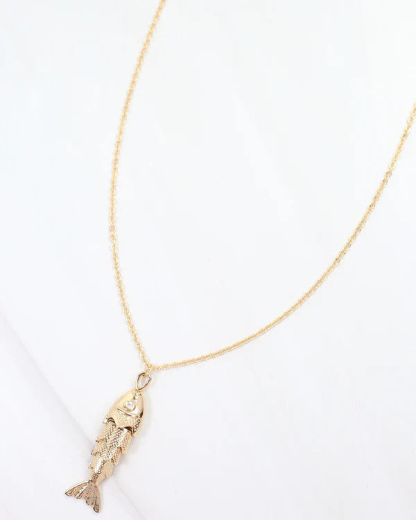 Caroline Hill Genoa Fish Pendant Necklace - Gold