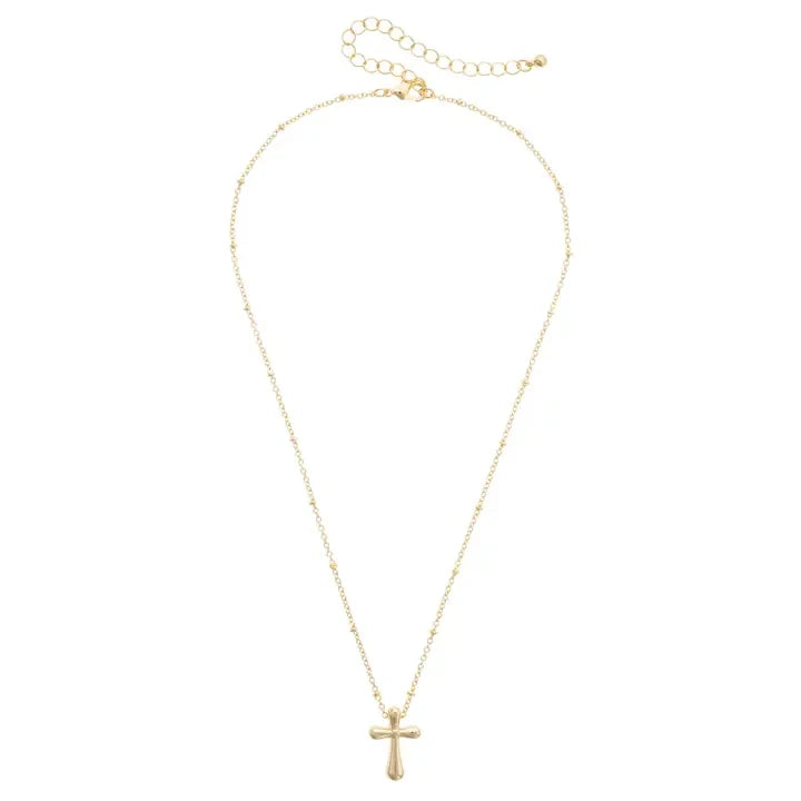 Canvas Cross Icon Necklace - Shiny Gold