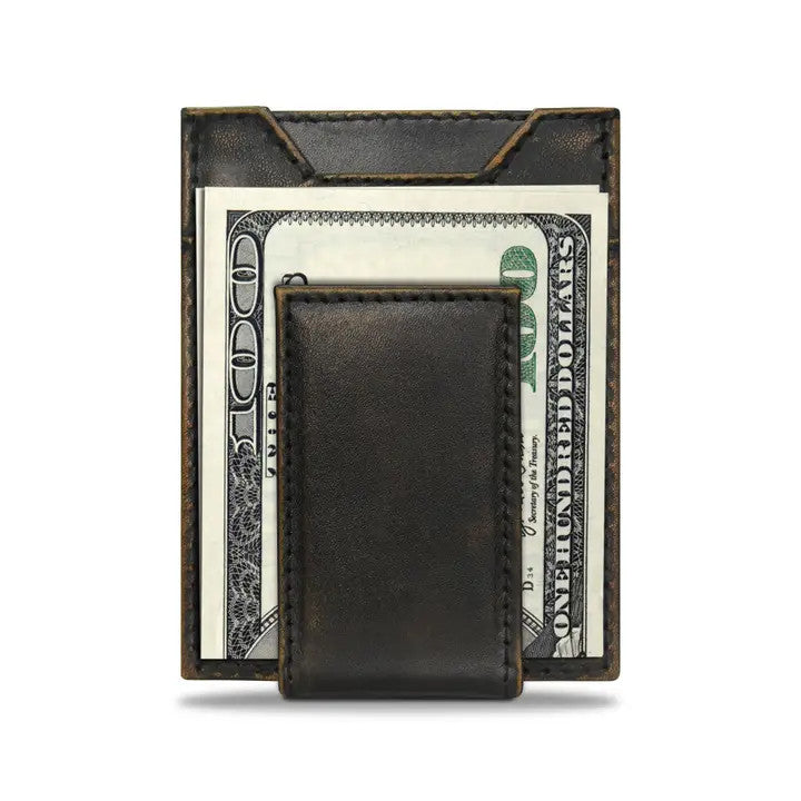 Zep-Pro American Flag Burnished Leather Magnetic Front Pocket Wallet