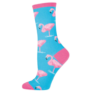 Socksmith Women's Flamingo Cotton Crew Socks — Sky Blue