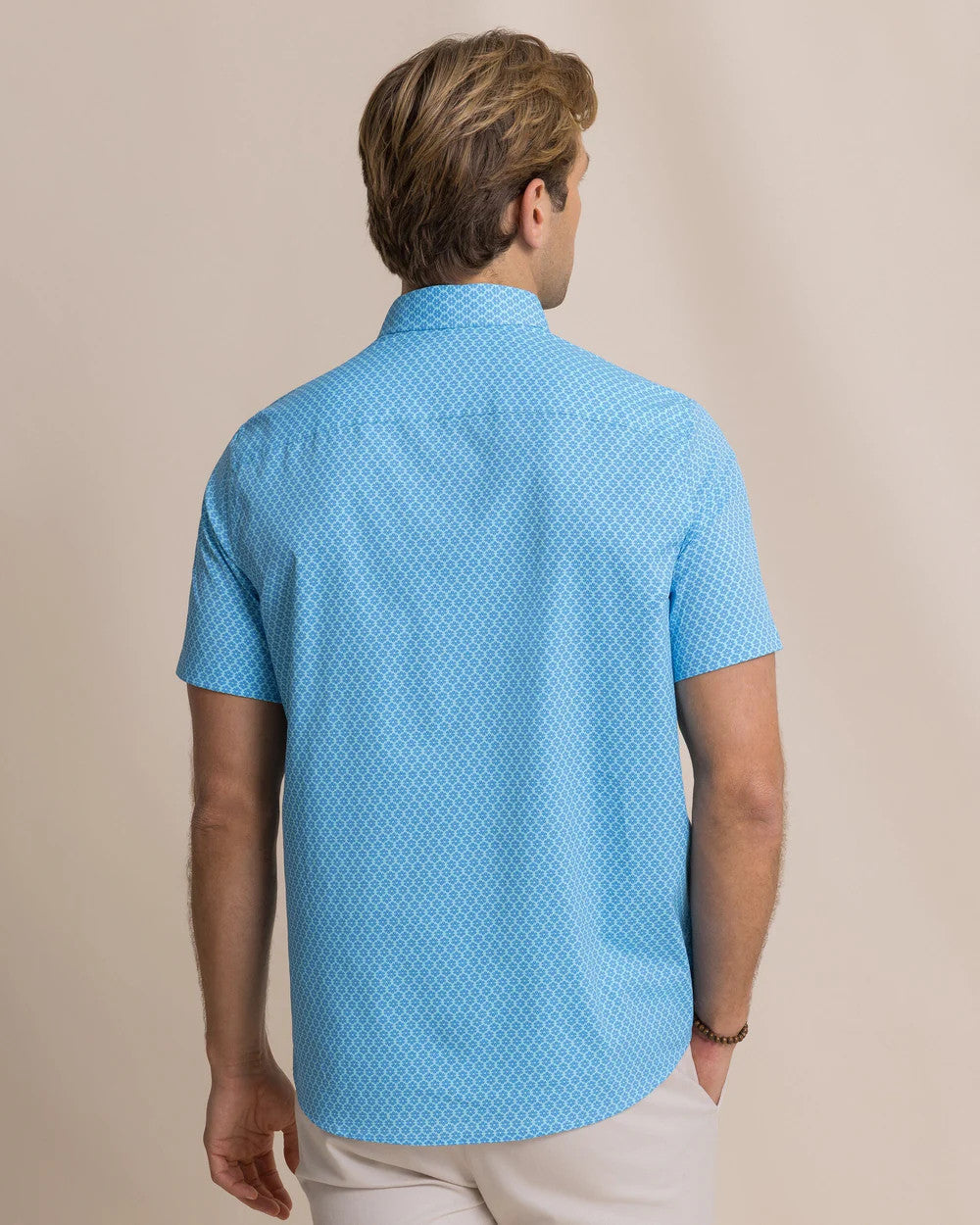 Southern Tide Men's Flower Garden Coastal Breeze® Short Sleeve Sport Shirt - Tropical Breeze Blue