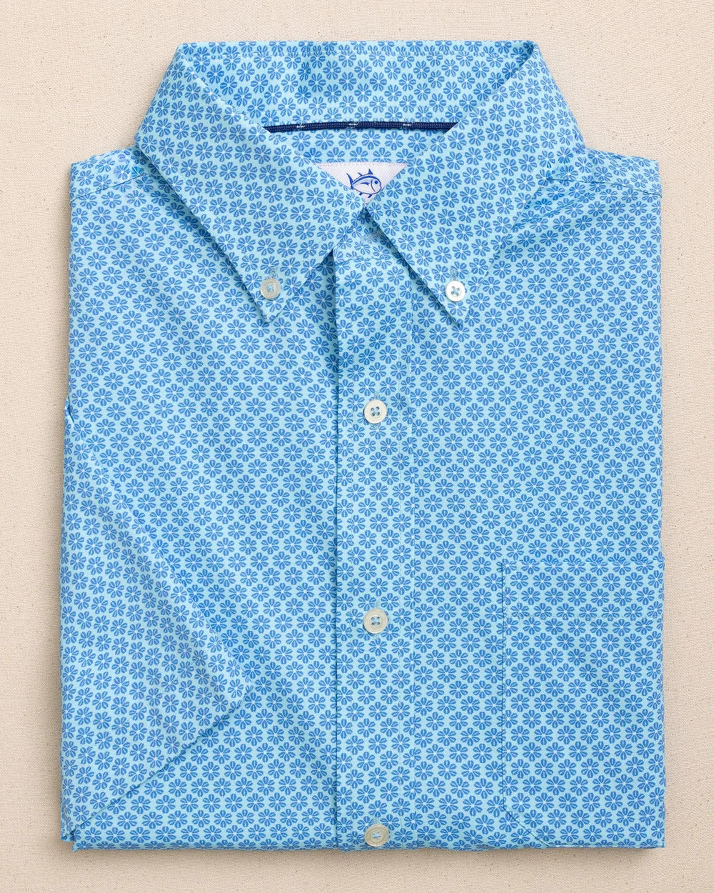 Southern Tide Men's Flower Garden Coastal Breeze® Short Sleeve Sport Shirt - Tropical Breeze Blue