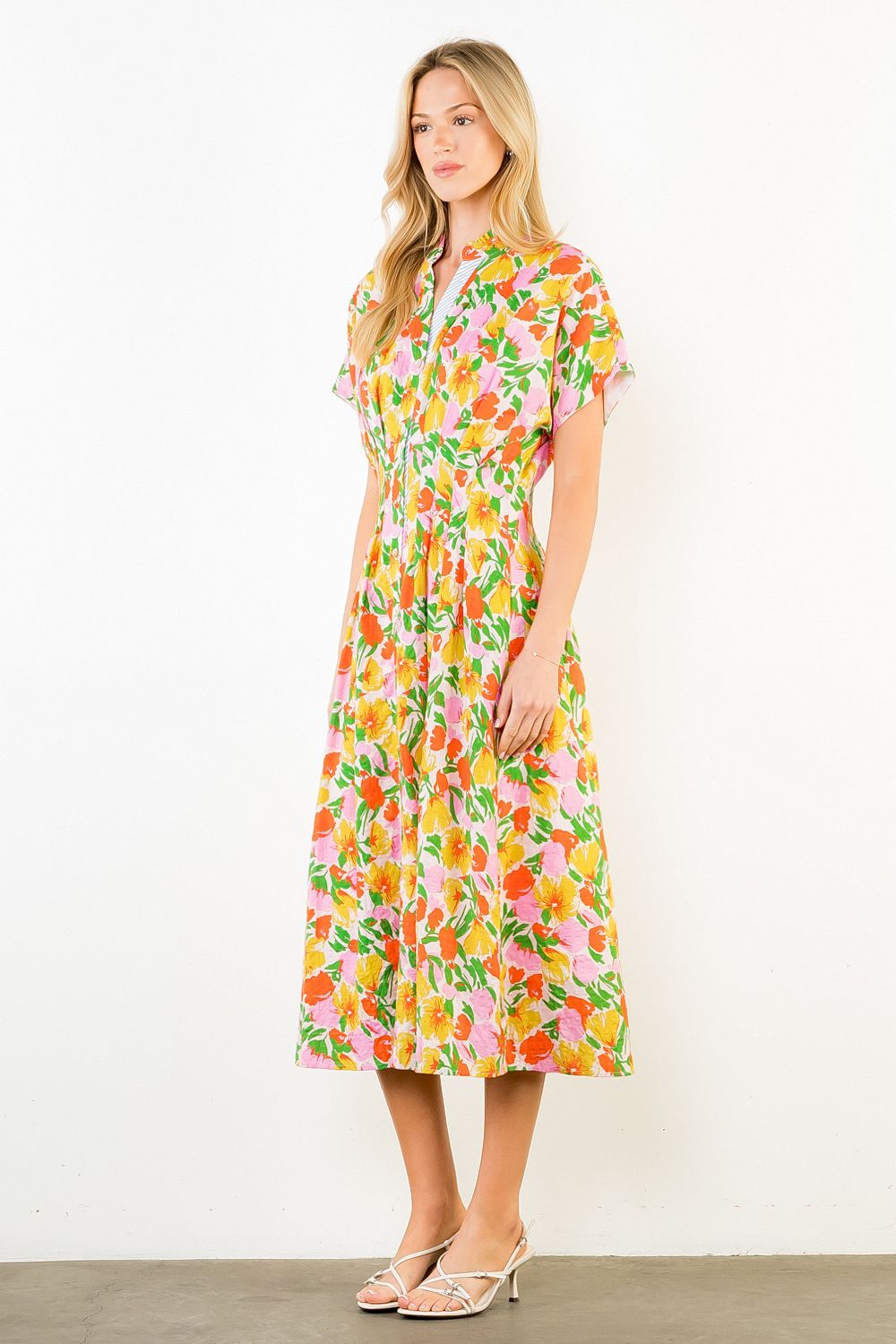 THML Women's Floral Button Down Dress