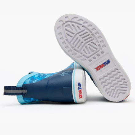 XTRATUF Boys Ankle Deck Boot - Guy Harvey Tropical Blue Shark Camo