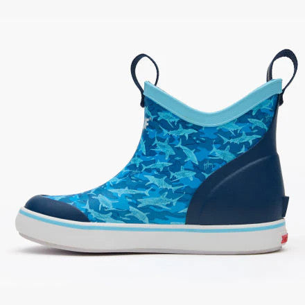 XTRATUF Boys Ankle Deck Boot - Guy Harvey Tropical Blue Shark Camo