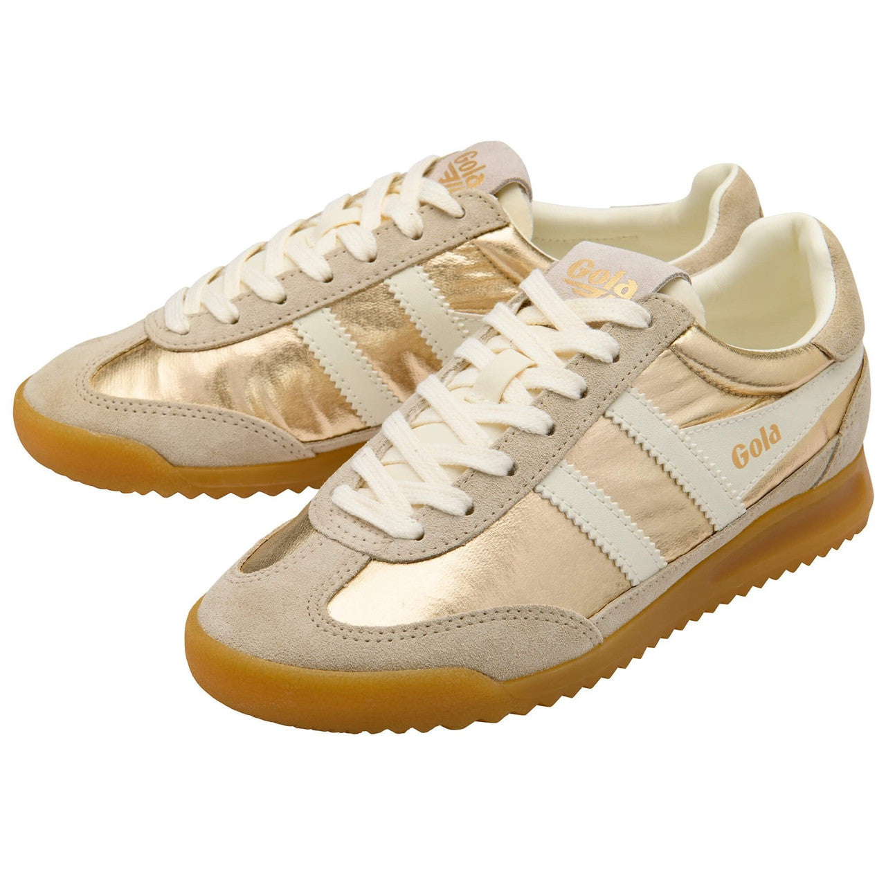 Gola Women’s Firefly Metallic Sneakers – Gold/Off White