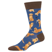 Socksmith Men's Golden Retrievers Blue Novelty Crew Sock