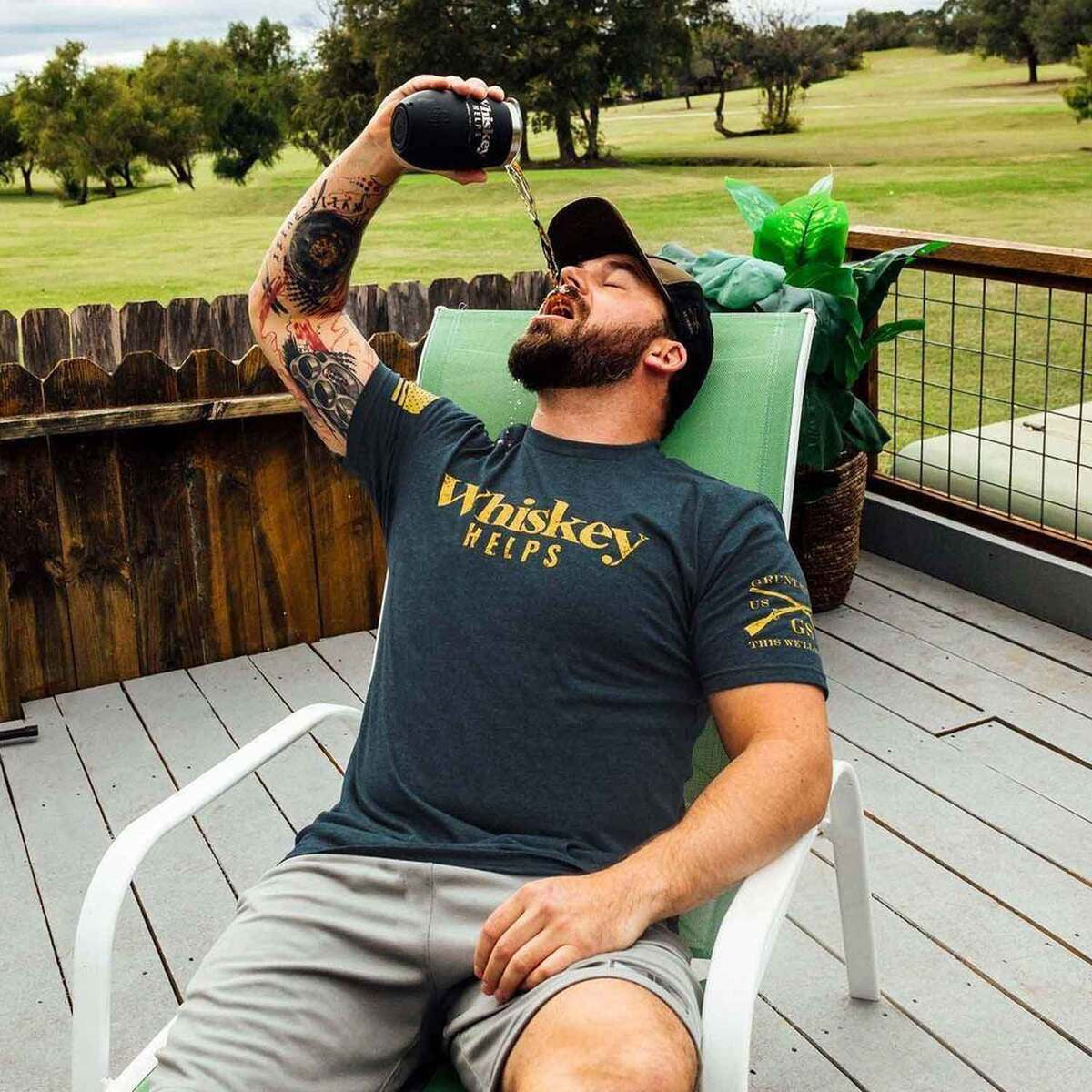 Grunt Style Men's Whiskey Helps Tee - Midnight Navy