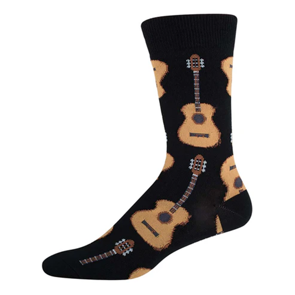 Socksmith Men's Guitars Black Novelty Crew Sock