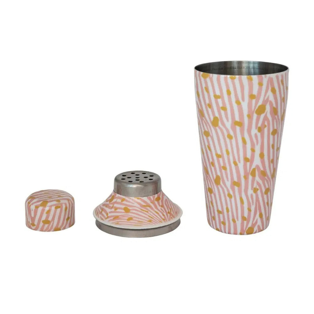 Hazel Mazel Enameled Metal Cocktail Shaker - Zebra Print