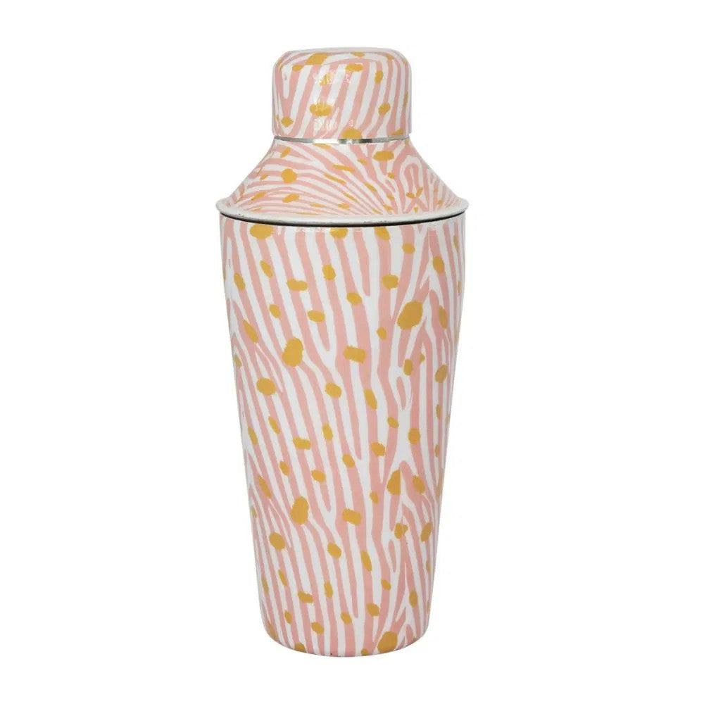 Hazel Mazel Enameled Metal Cocktail Shaker - Zebra Print