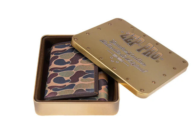 Zep-Pro Men's Trifold Old School Camo Leather Wallet - Mallard