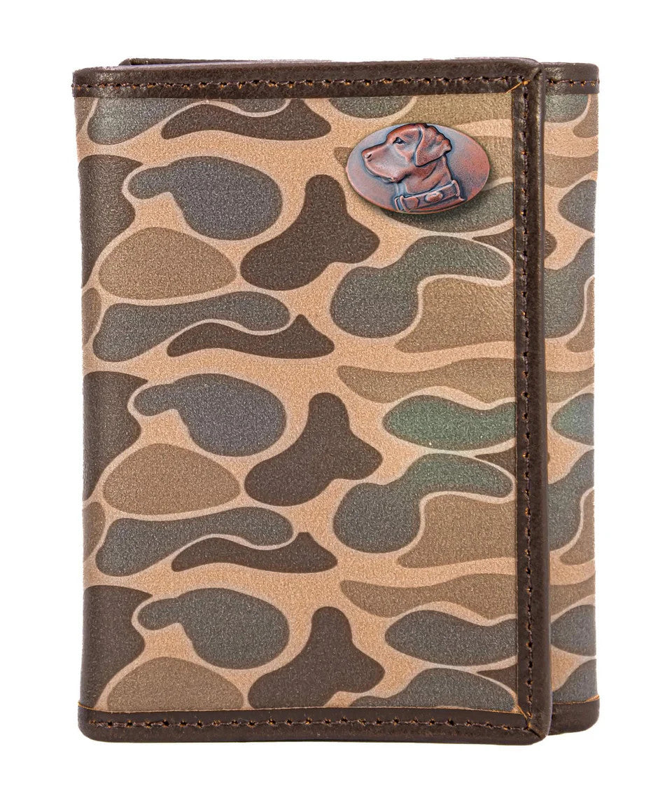 Zep-Pro Men's Trifold Old School Camo Leather Wallet - Lab