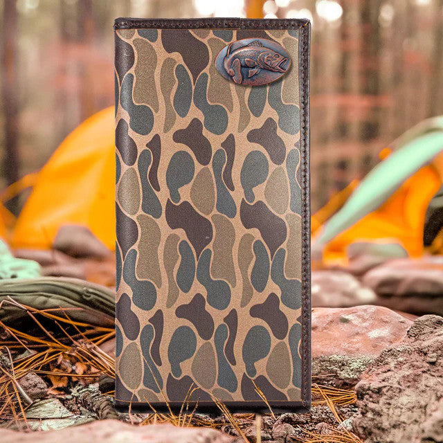 Zep-Pro Men's Secretary Old School Camo Leather Wallet - Bass