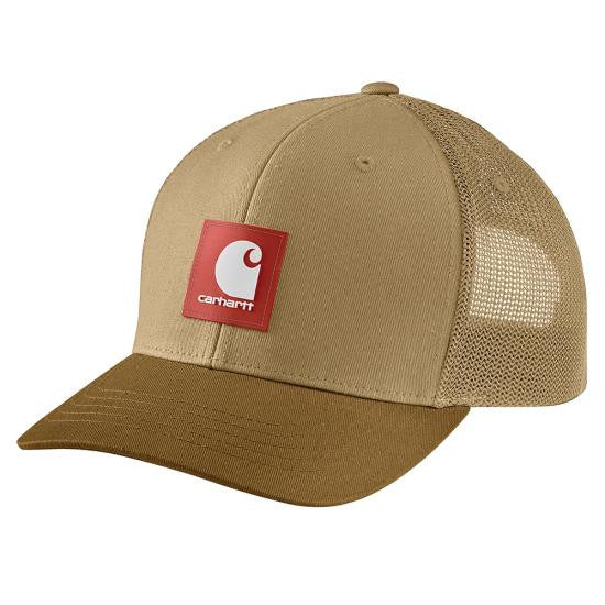 Carhartt Rugged Flex Twill Mesh-Back Logo Patch Cap - Sandstone/Carhartt Brown