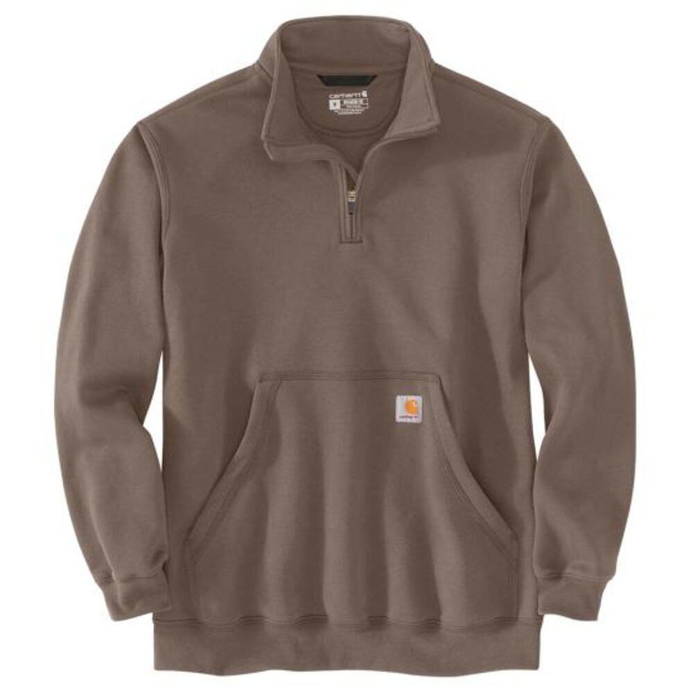 Carhartt Men's Loose Fit Midweight Quarter Zip Mock Neck Sweatshirt - Sepia