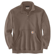 Carhartt Men's Loose Fit Midweight Quarter Zip Mock Neck Sweatshirt - Sepia