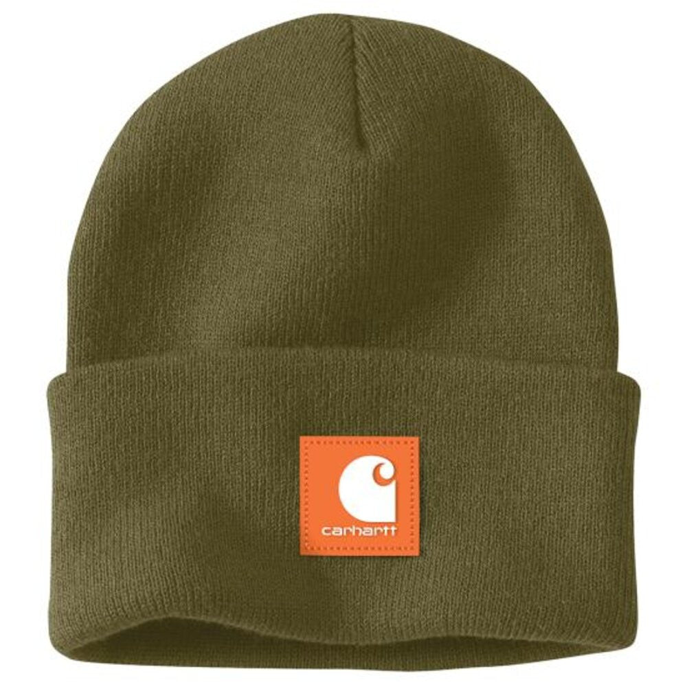 Carhartt Men's Knit Rubber Patch Beanie - Dark Bronzed Green