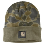 Carhartt Men's Knit Cuffed Camo Beanie - Burnt Olive Vintage Camo