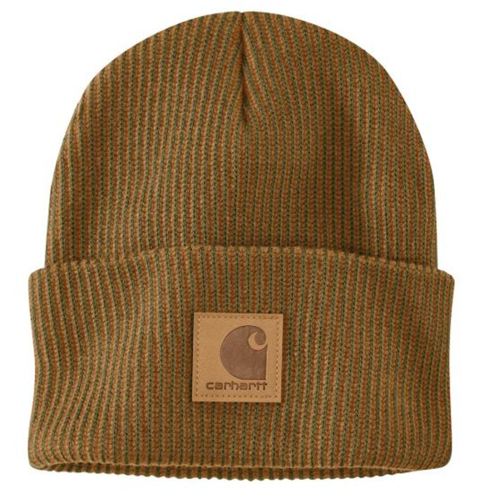 Carhartt Men's Knit Cuffed Plaited Beanie - Carhartt Brown/Dark Bronzed Green