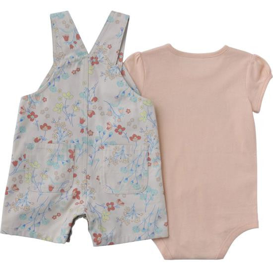 Carhartt Infant Girls Short-Sleeve Bodysuit and Canvas Shortall Set - Turtledove