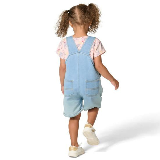 Carhartt Toddler Girls Short-Sleeve Bee Print T-Shirt and Denim Shortall Set - Light Wash