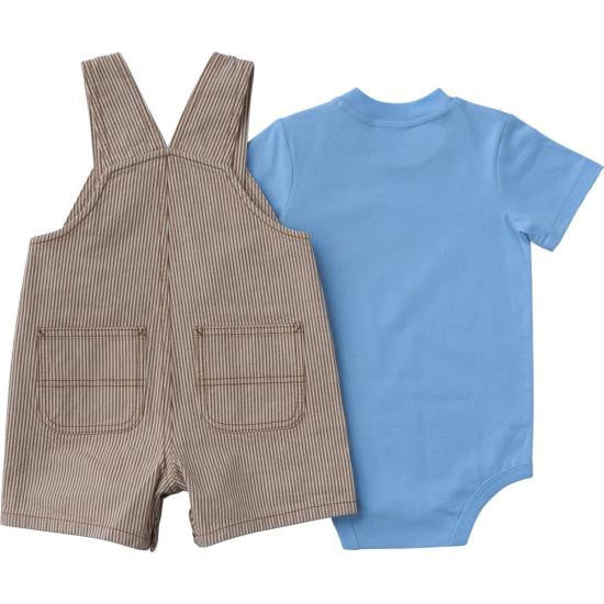 Carhartt Infant Boys Short Sleeve Bodysuit and Brown Stripe Shortall Set - Carhartt Brown