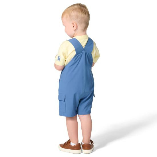 Carhartt Infant Boys Short Sleeve Bodysuit and Cargo Pocket Shortall Set - Blue Horizon