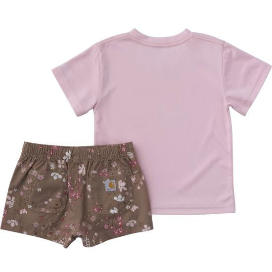 Carhartt Infant Girls Force Sun Defender Shirt and Printed Short Set - Dark Khaki