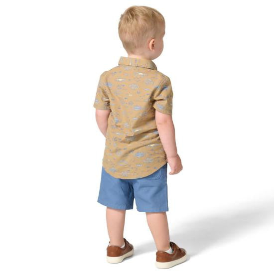 Carhartt Toddler Boys Short Sleeve Print Shirt and Canvas Short Set - Blue Horizon