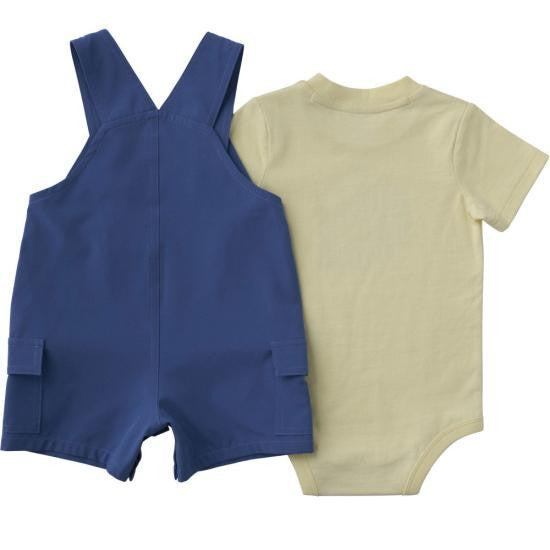 Carhartt Infant Boys Short Sleeve Bodysuit and Cargo Pocket Shortall Set - Blue Horizon