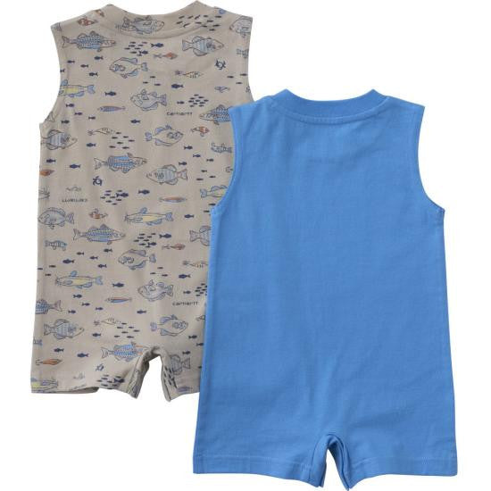 Carhartt Infant Boys 2 Piece Sleeveless Fish Romper Set - Sand