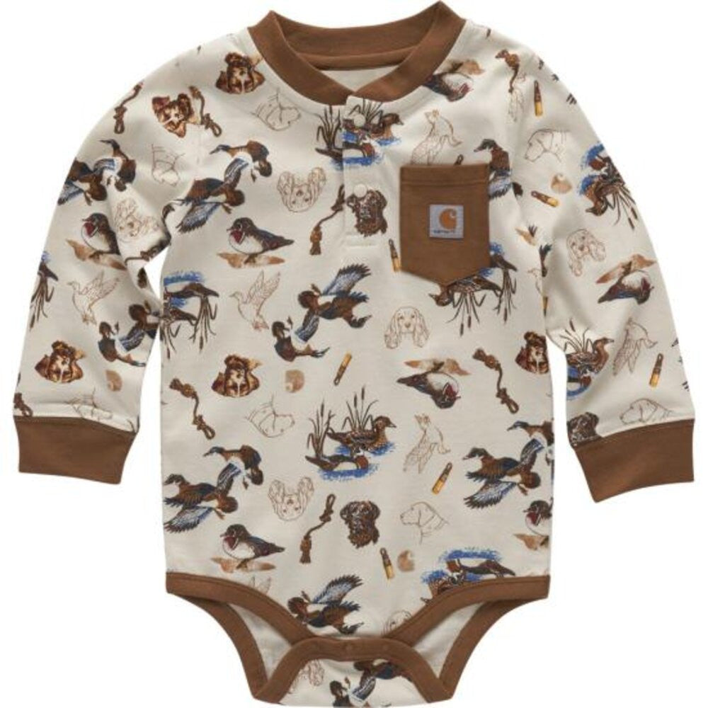 Carhartt Infant Boys Long-Sleeve Printed Henley Bodysuit - Turtle Dove