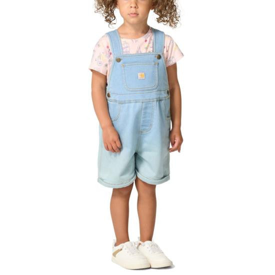 Carhartt Toddler Girls Short-Sleeve Bee Print T-Shirt and Denim Shortall Set - Light Wash