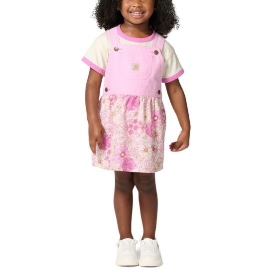 Carhartt Toddler Girls Short Sleeve T-Shirt and Chambray Jumper Set - Bodacious