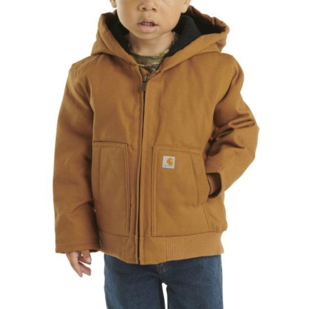 Carharrt Toddler Boys Canvas Insulated Hooded Active Jac - Carhartt Brown