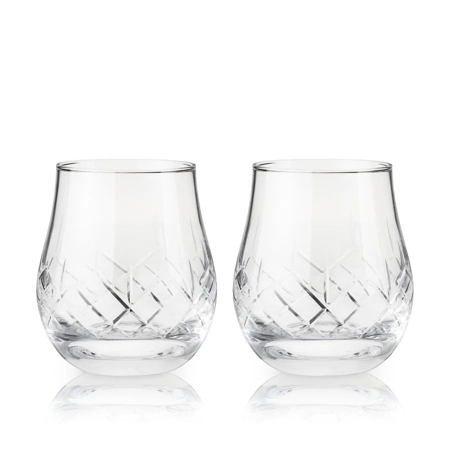 Viski Admiral Crystal Heavyweight Bourbon Glasses - Set of 2