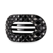 Teleties Jet Black Quilted Large Flat Round Hair Clip
